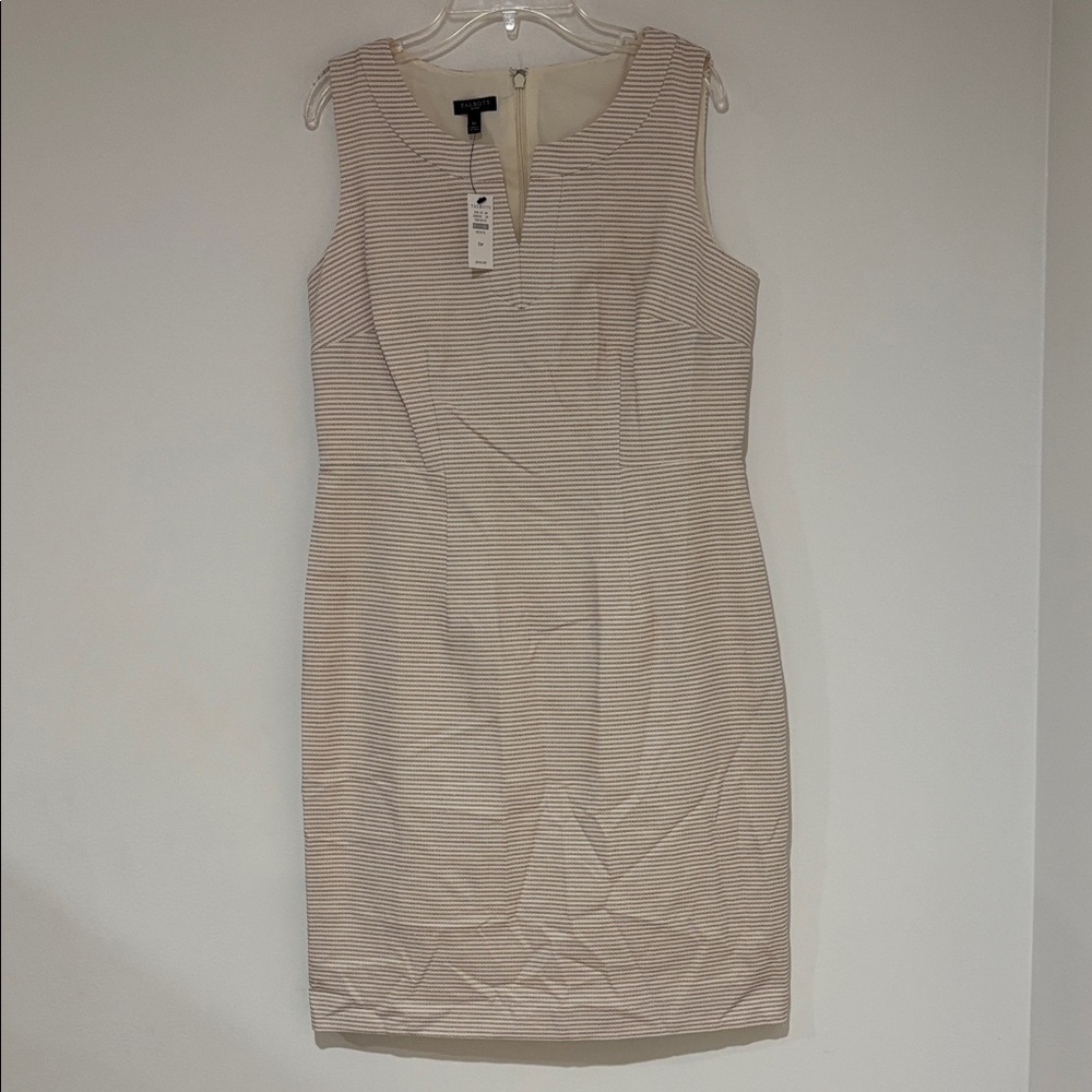 Talbots Beige and White Striped Midi Dress 6P NWT